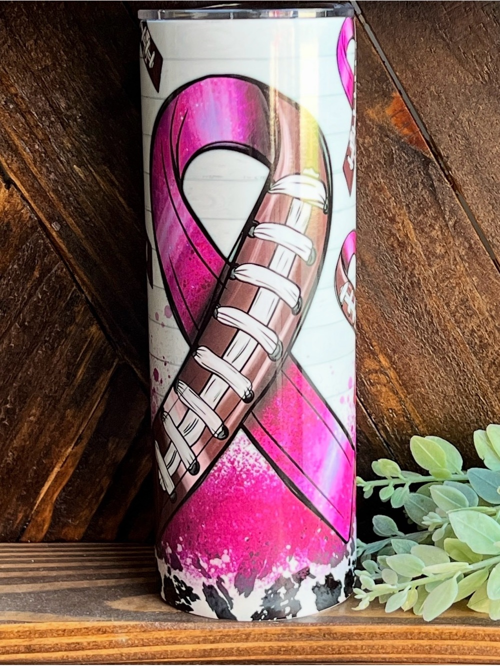 Pink Ribbon Football Stainless Travel Tumbler